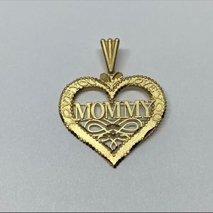 Solid 14kt Yellow Gold Heart Pendant “MOMMY”